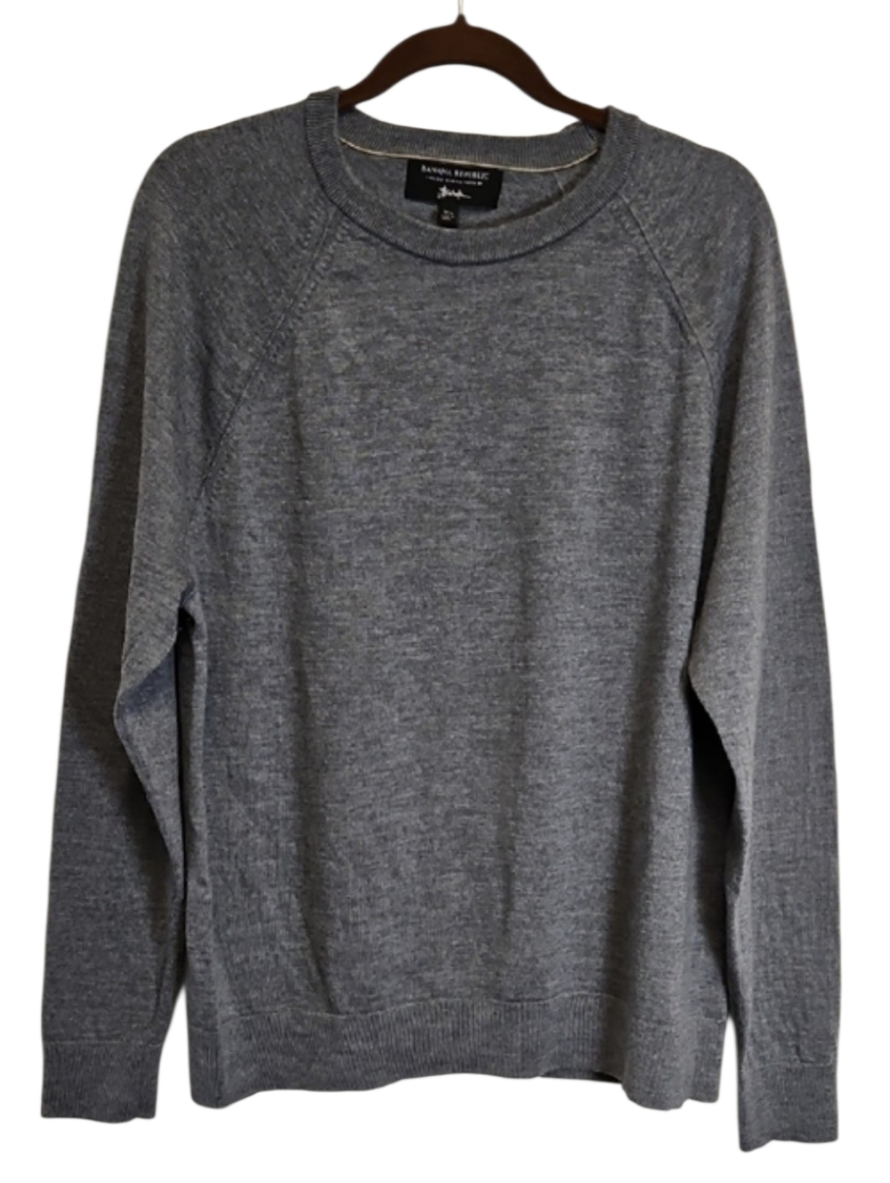 Banana Republic Men's Gray Crewneck Sweater, 100% Merino Wool, XL